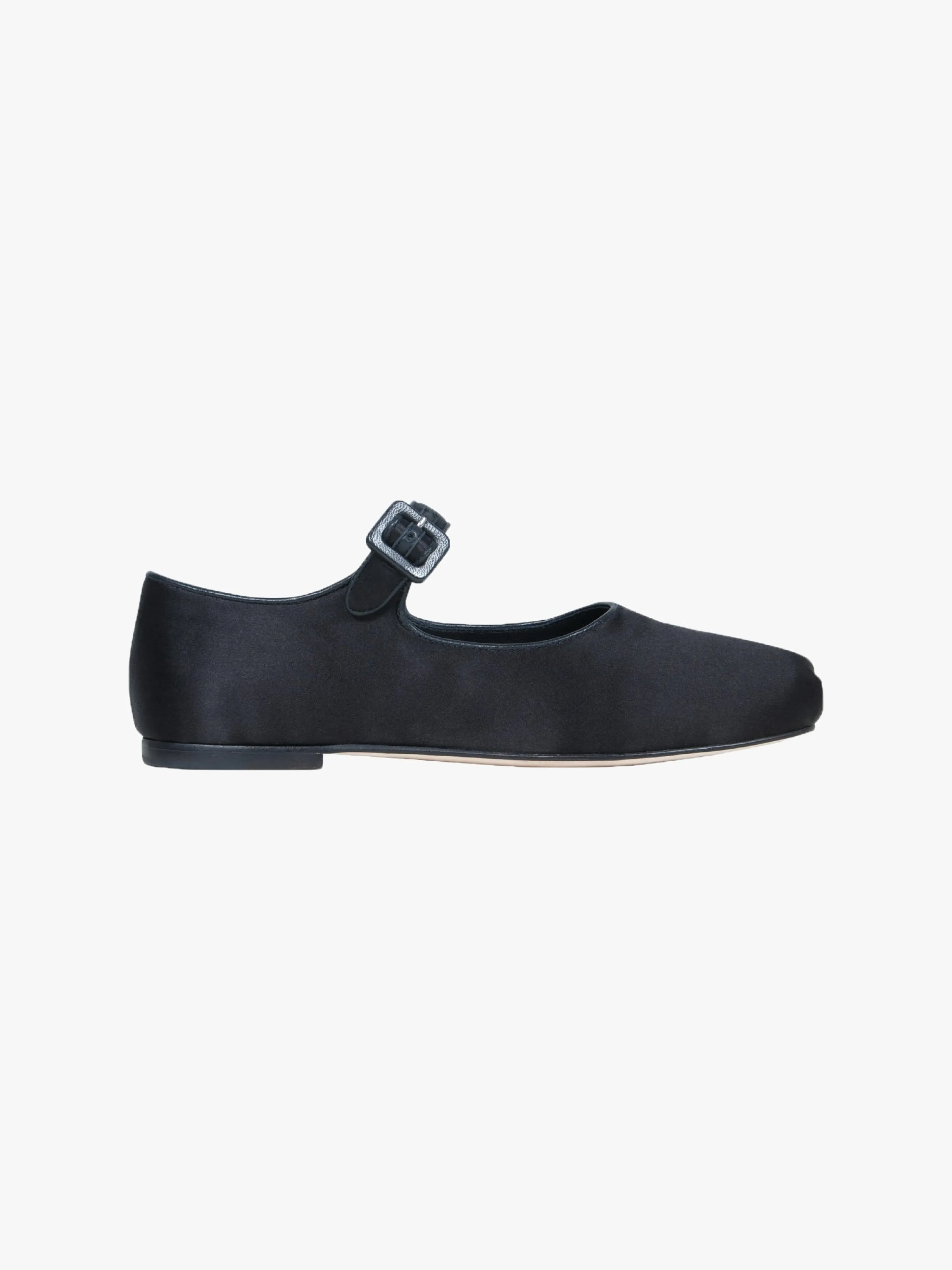 MARY JANE POINTE IN BLACK SATIN