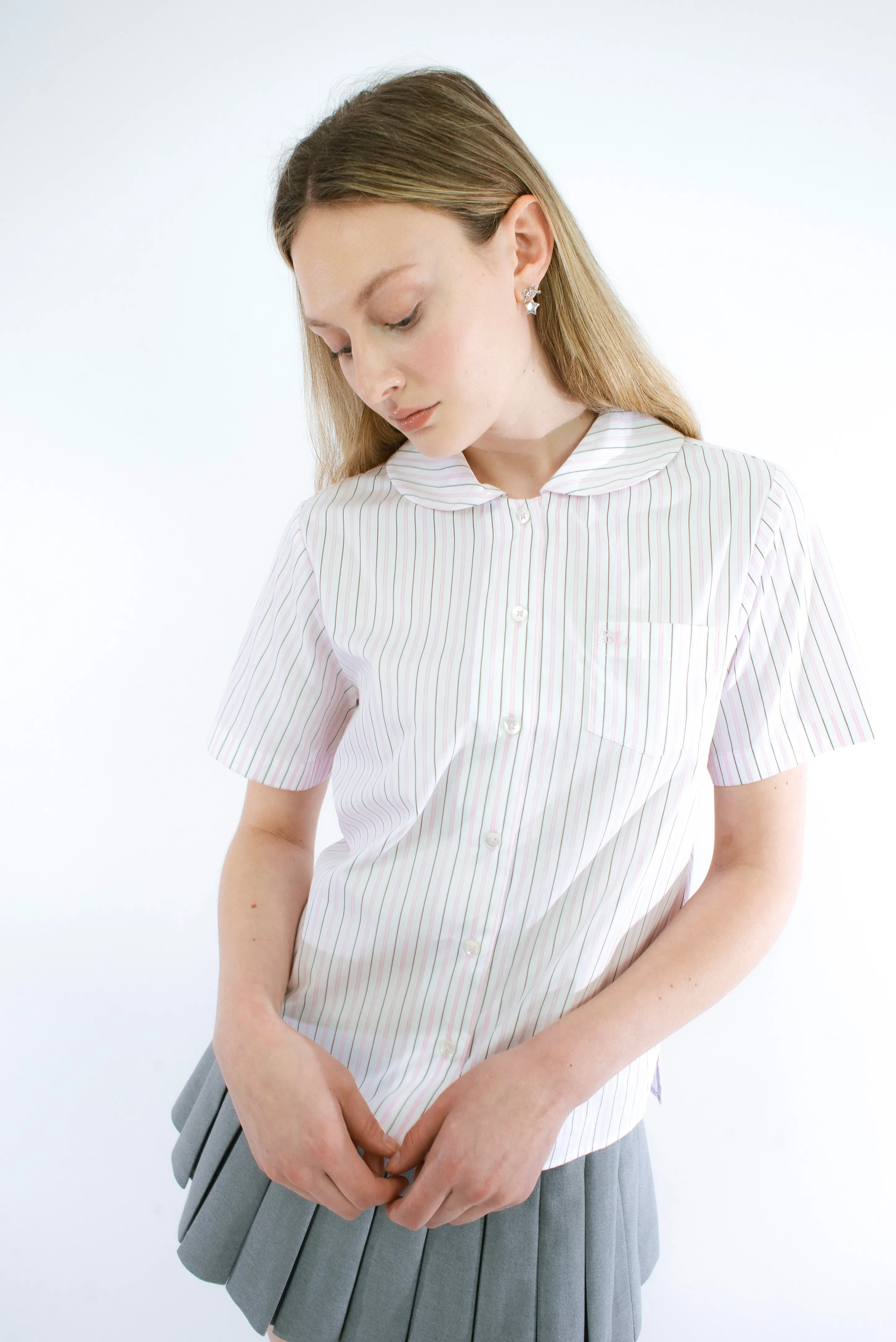 SPLITTER TOP IN PINK STRIPE