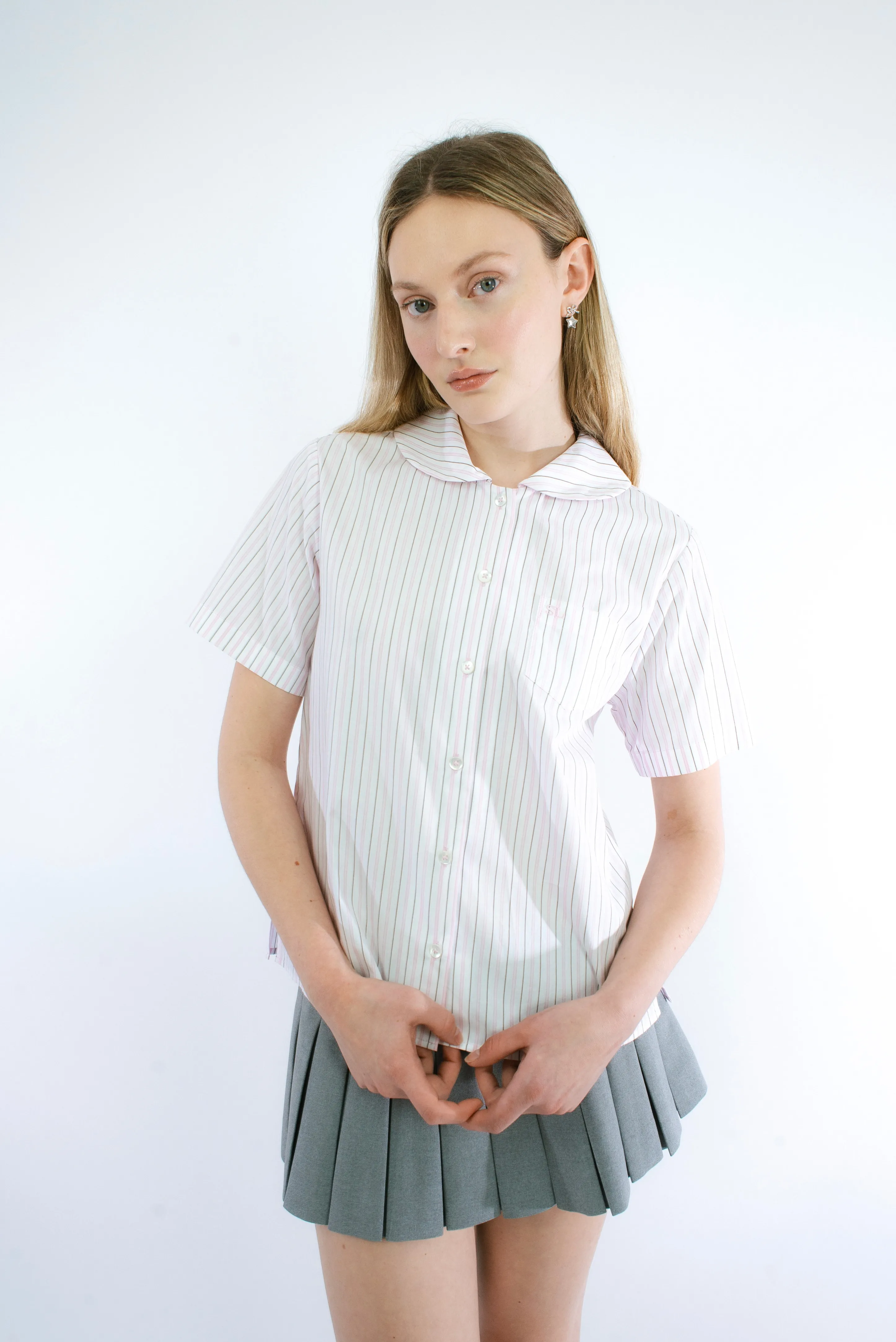 SPLITTER TOP IN PINK STRIPE