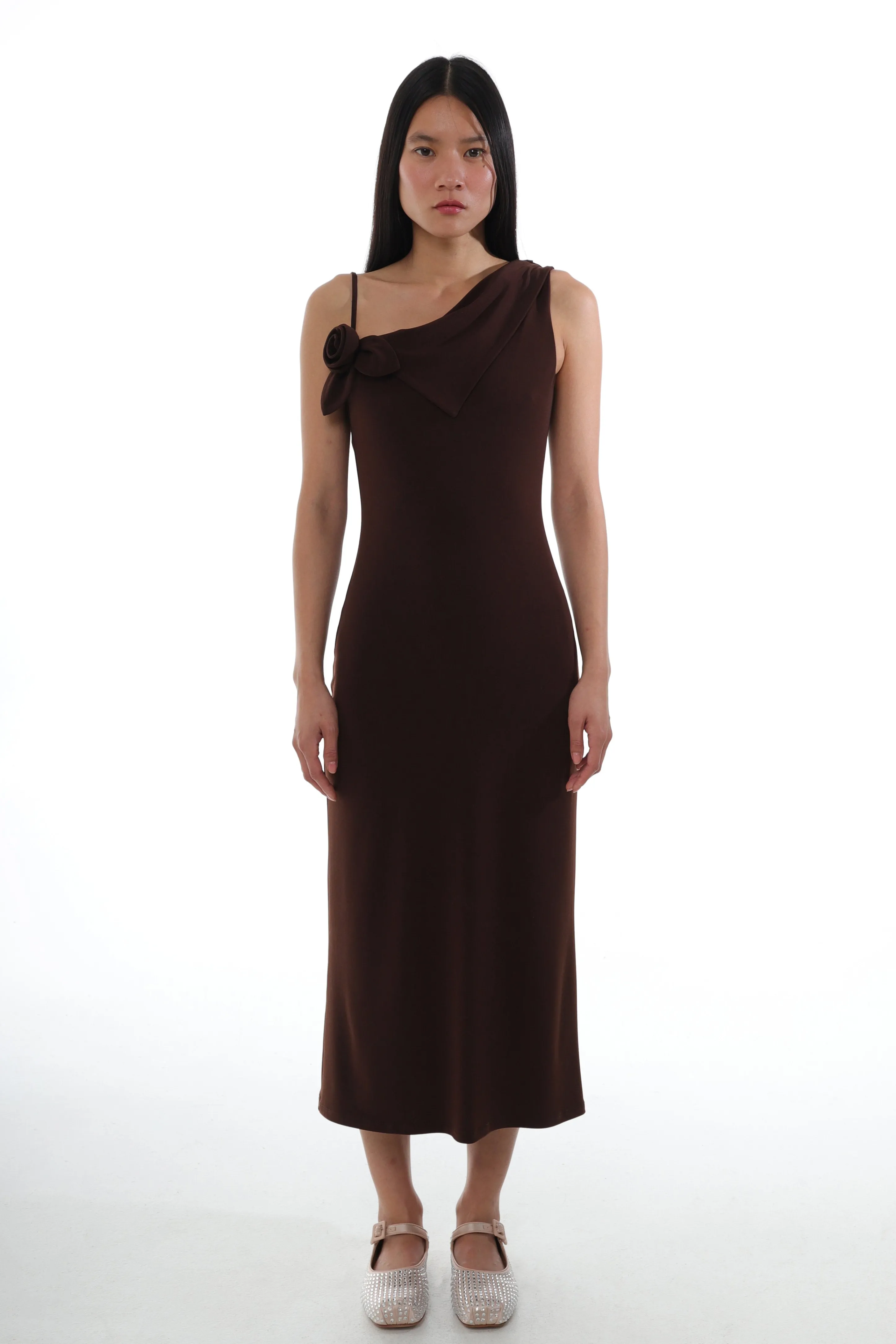 OTTER DRESS IN DARK BROWN