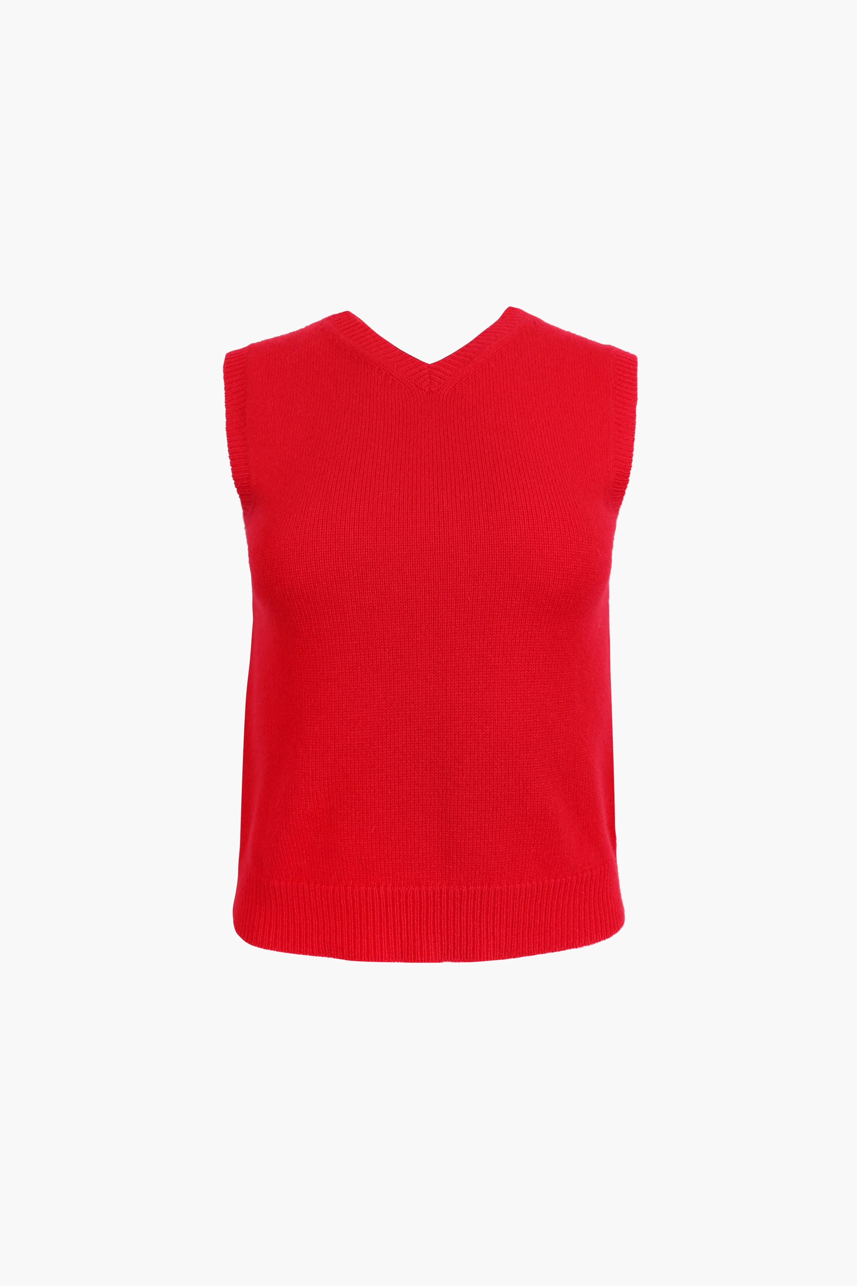 CASHMERE SHRUNKEN VEST IN RED