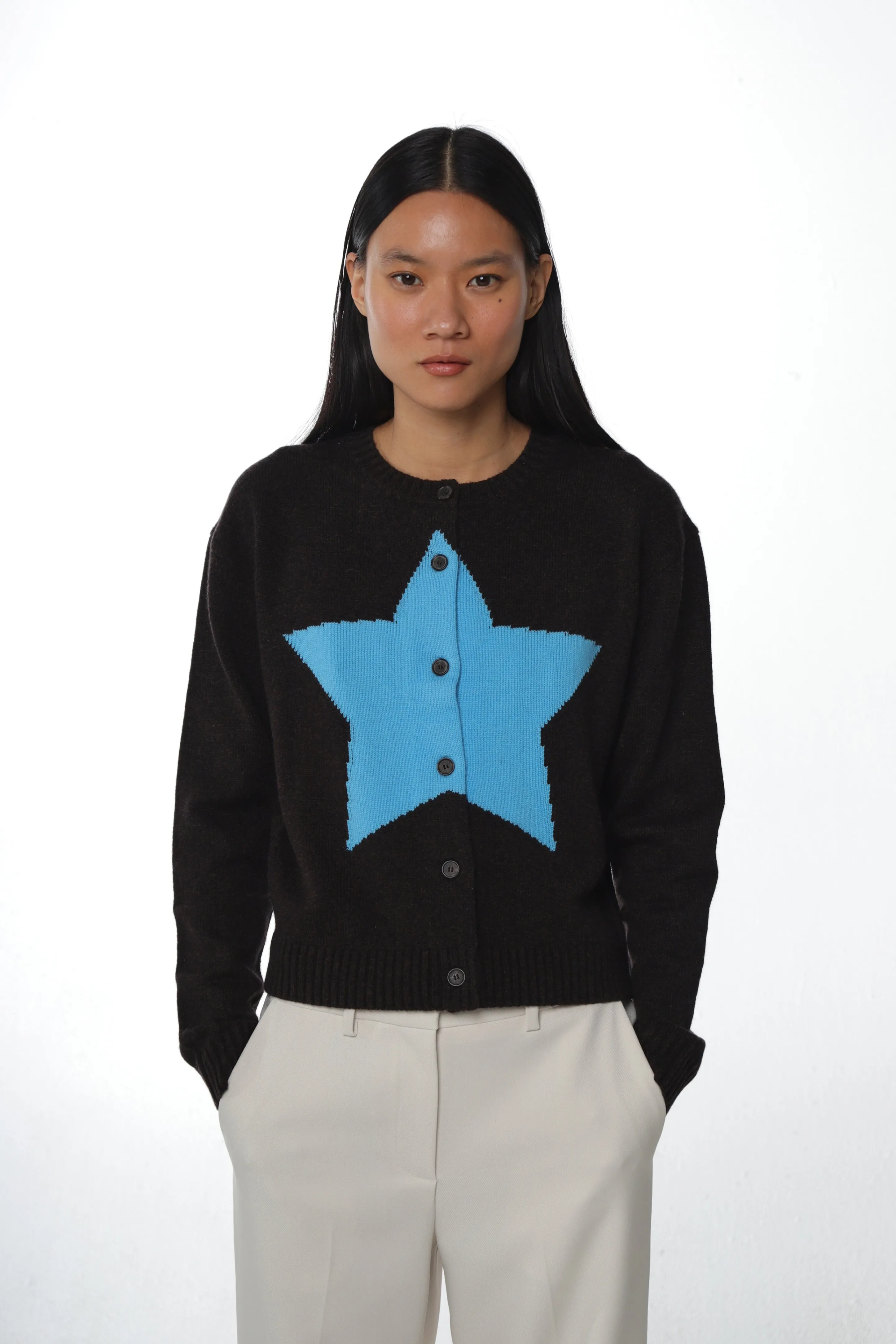 BOUCHETTE CARDIGAN IN DARK BROWN